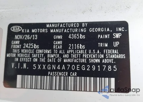 2014 Kia Optima Ex from USA, damaged, VIN 5XXGN4A70EG291785